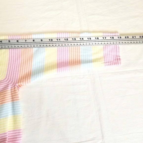 Neiman Marcus Pastel Stripe Longsleeve V-neck Cotton Blend Pullover Top, XL - Picture 7 of 8